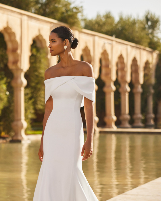 Odon £1,850 Rosa Clara Odon wedding dress with ruffle removed. Available at The Little Bridal Boutique