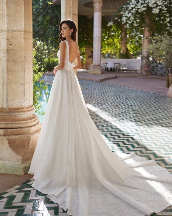 Azara by Adriana Alier at The Little Bridal Boutique. Available in satin, brocade or mikado.