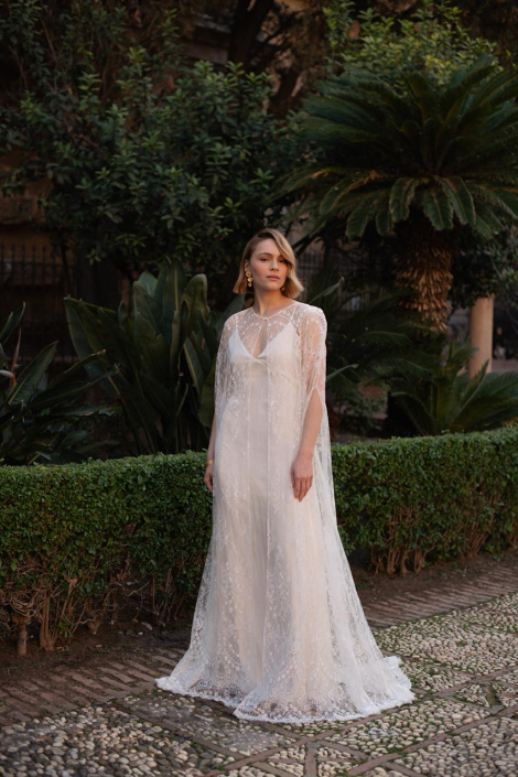Rembo Pivoine cape available at The Little Bridal Boutique