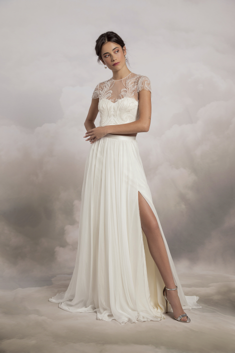 Virginia Skirt £895 (shown with Velina topper) Virginia skirt with split by Catherine Deane