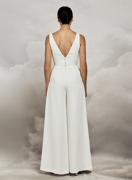 Alexis trousers £495 & Livi top £395 Alexis crepe trousers and Livi crepe top by Catherine Deane at The Little Bridal Boutique